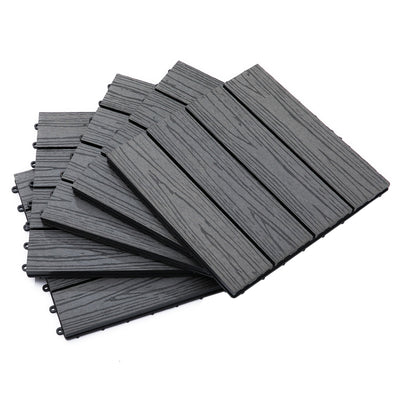 Outsunny Interlocking Deck Tiles 12"x12" 11 Pack, HDPE Waterproof Non-Slip Outdoor Flooring 