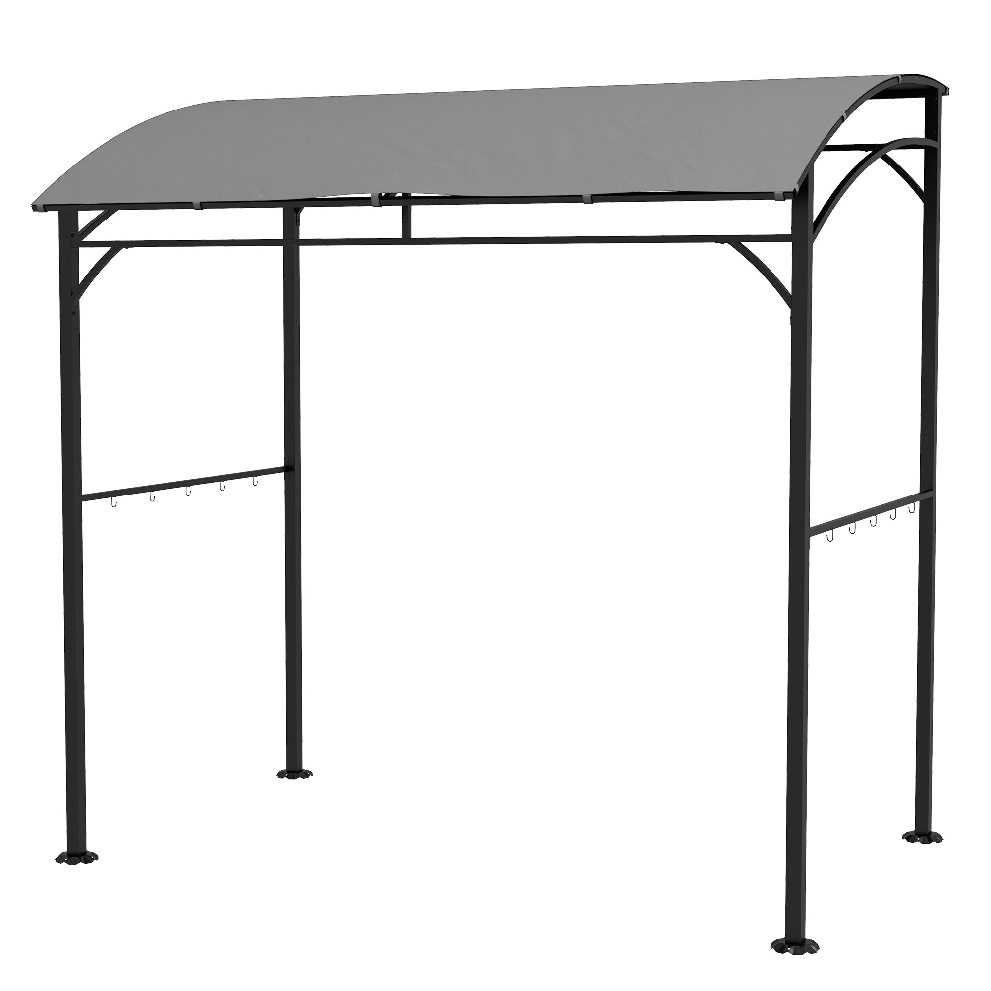 Outsunny 7' x 5' Garden Grill Canopy, BBQ Grill Gazebo Tent with Steel Frame and Hooks, Outdoor Sun Shade, Grey 