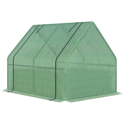 Outsunny Steel Outdoor Raised Garden Bed with Greenhouse,Cover, Roll Up Door, Dual Use, 50"x37.4"x36.2", Green 