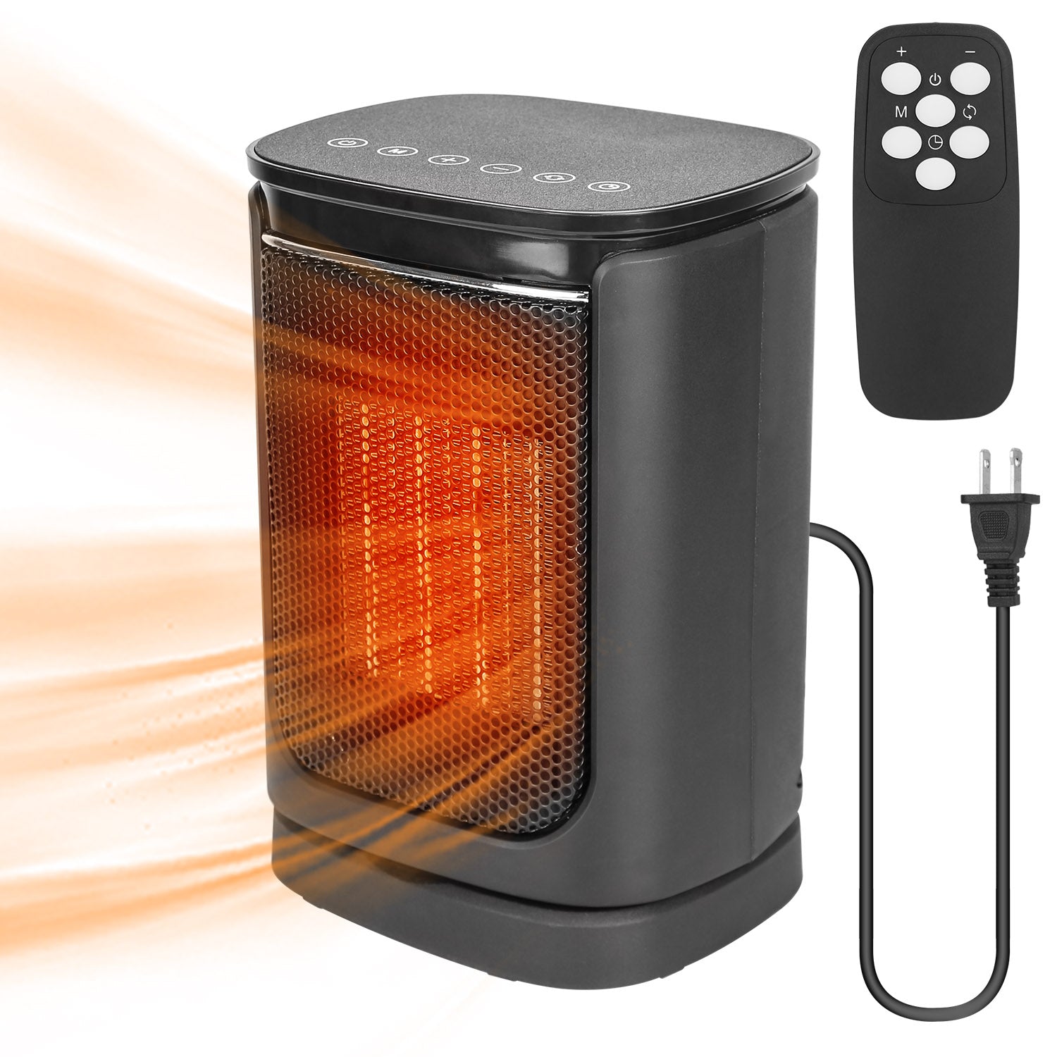 1500W Electric Space Heater Ceramic Heater Fan 90ºOscillating Heating Fan with 3 Modes Remote Control Digital Display Tip-over Overheating Protection