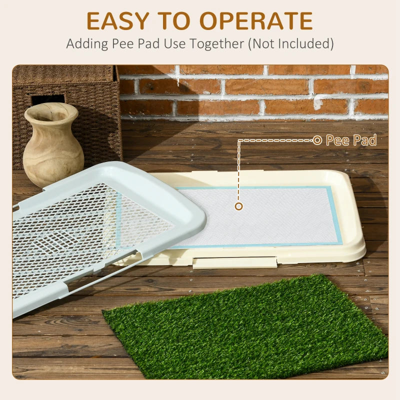 Puppy Training Pad, Indoor Portable Puppy Pad, with Artificial Grass, Grid, Panel, Tray, 18.3" x 13.4"