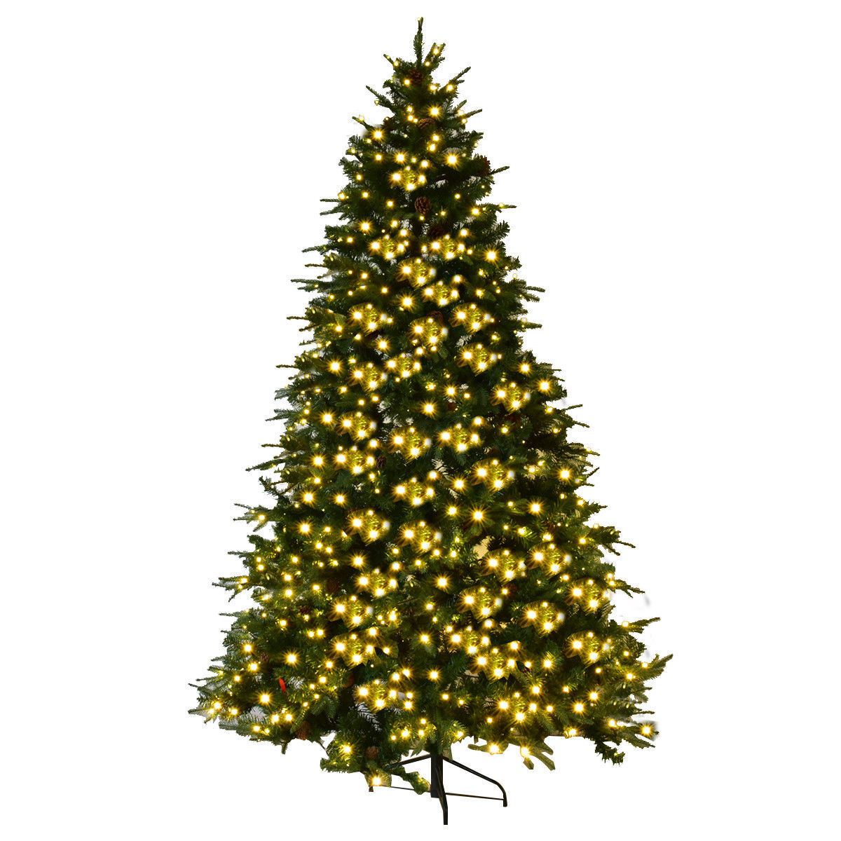 7.5 ft Artificial Christmas Tree with LED Lights and Pine Cones