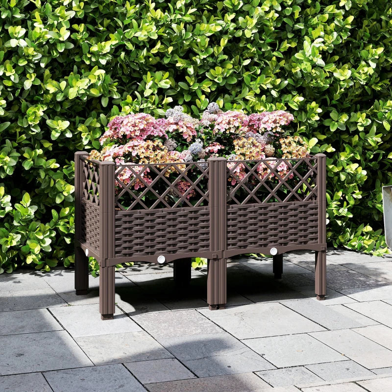 Raised Garden Bed with Legs, Self Watering Elevated Planter Boxes with Drainage Holes, 31.5" x 15.7" x 20.3"