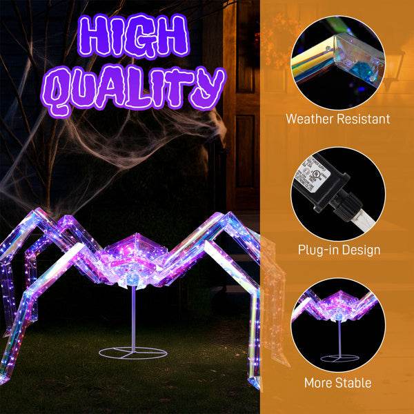 3ft Prism Spider, Illusion, 340 Purple Copper Wire Light, 4.5V 3.6W Halloween Standing Decoration US Specification 