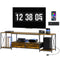 Industrial TV Stand for up to 60 Inch TV, TV Console with Charging Station and RGB LED Lights, Rustic Brown