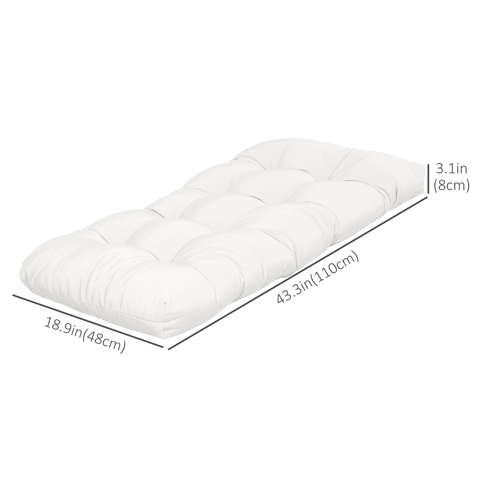 Outsunny 2-Piece Patio Bench Cushion Set Replacement Outdoor Loveseat Seat Pad Cream White 43" x 19" x 3" 