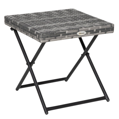 Outsunny Folding Rattan Coffee Table Patio Outdoor Wicker Side Table for Balcony Porch Poolside 15.75"x15.75"x15.75" Brown 