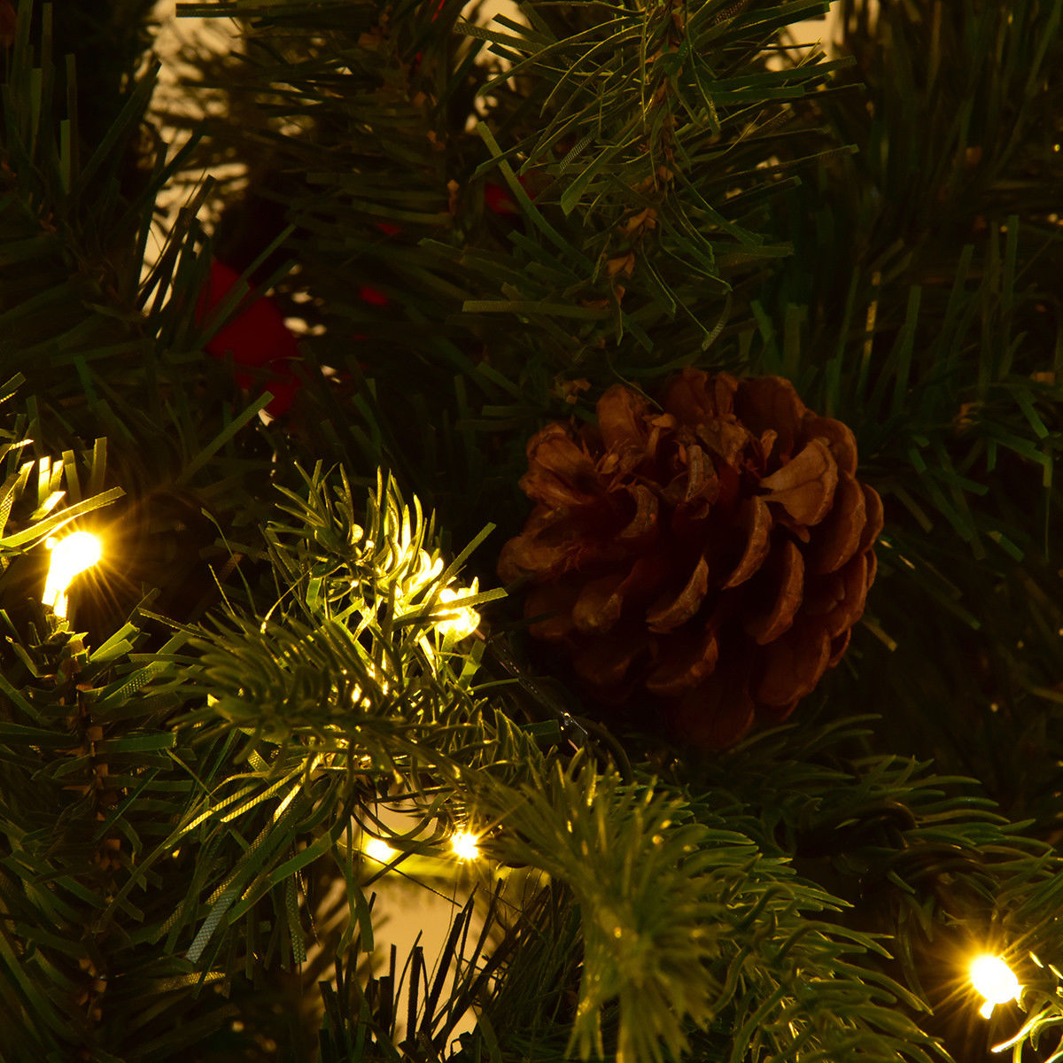 7.5 ft Artificial Christmas Tree with LED Lights and Pine Cones