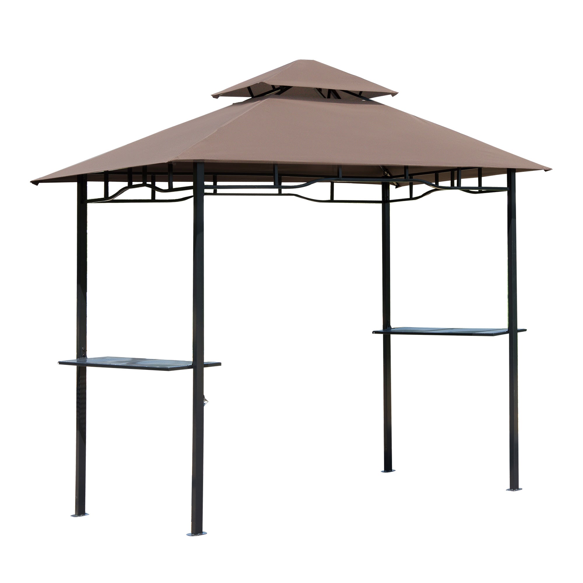 Outsunny 8' x 5' BBQ Grill Gazebo Tent with Double Tiered Canopy for Outdoor Sun Shade, Coffee 