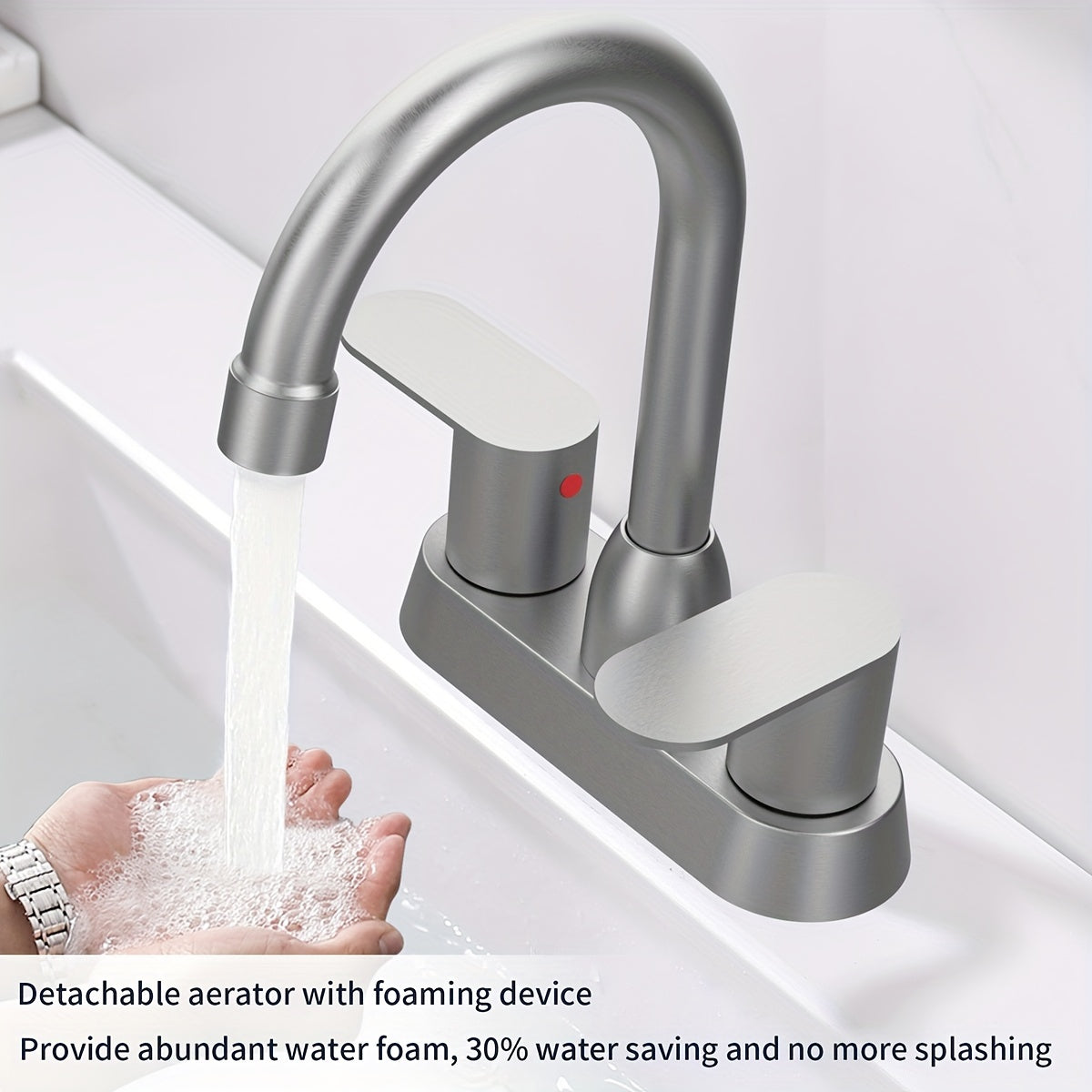 1pc Bathroom Face Basin Faucet, Bathroom Washbasin Faucet, 4 Inch Double Handle Face Basin Faucet 