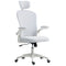 Office Chair, Mesh Computer Desk Chair with Adjustable Headrest, 4D Lumbar Support, Flip-up Arm, White
