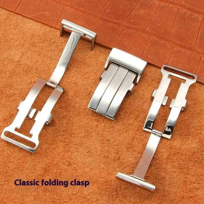 22mm 24mm Black Brown Blue Bamboo Grain Cowhide Watch Strap 