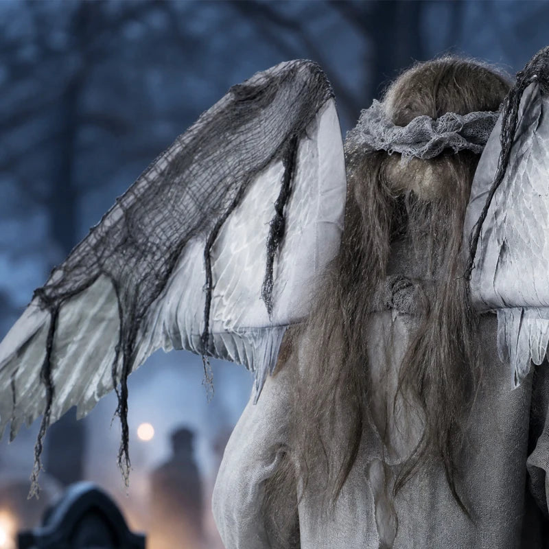 63.8" Animated Crying Angel Halloween Decoration with Light-Up Eyes, Sound & Touch Activation