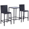 Outsunny 3pc Patio Bar Set Outdoor Wicker Rattan Garden Deck Bistro Barstool Table Furniture Brown
