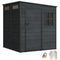 Outdoor Storage Shed with Lockable Door, Garden Shed with Vents and Windows for Backyard, Dark Grey