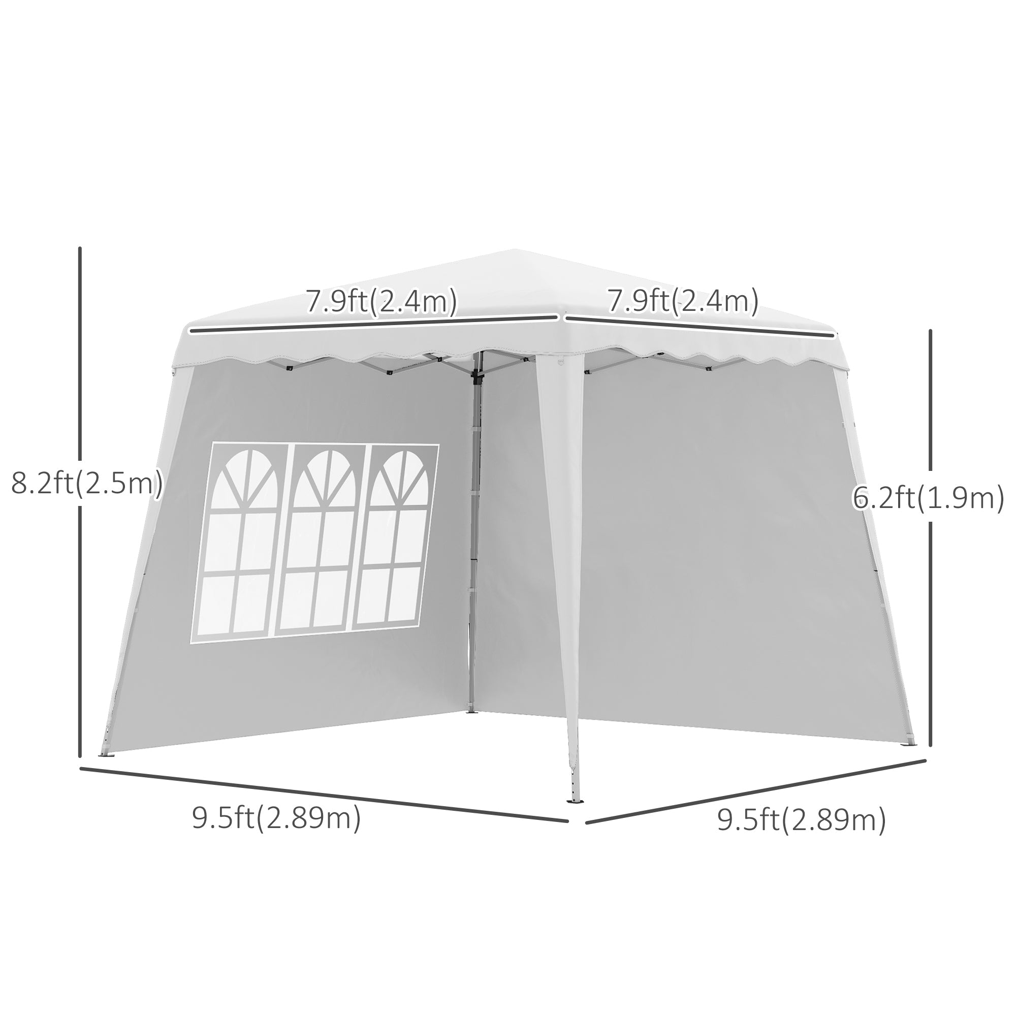 Outsunny Pop Up Canopy Tent with 2 Sidewalls, UV50+ Tents for Parties, Height Adjustable, with Carry Bag and Slant Legs 