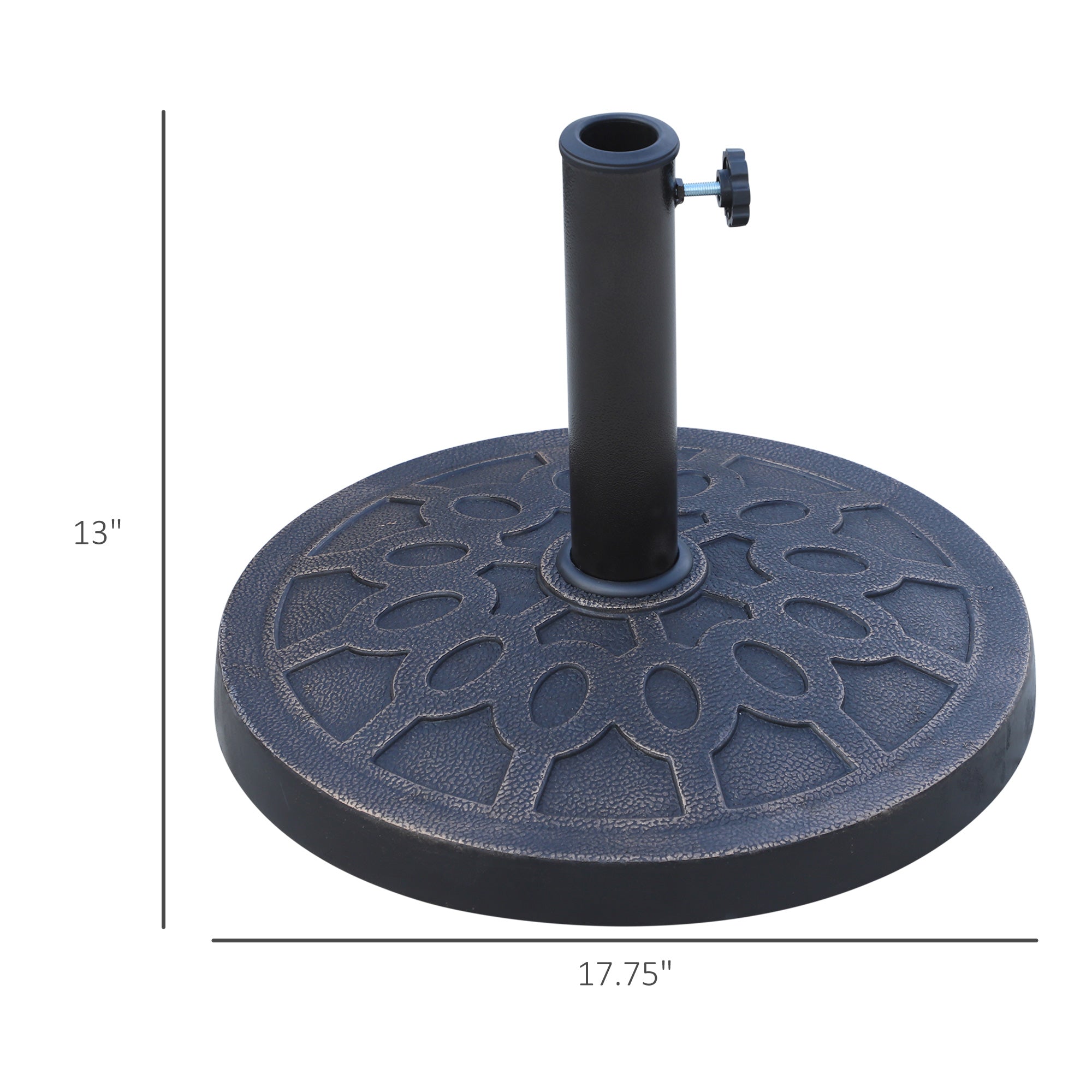 Outsunny Patio Umbrella Stand Round Resin Base Market Garden Parasol Holder Bronze 