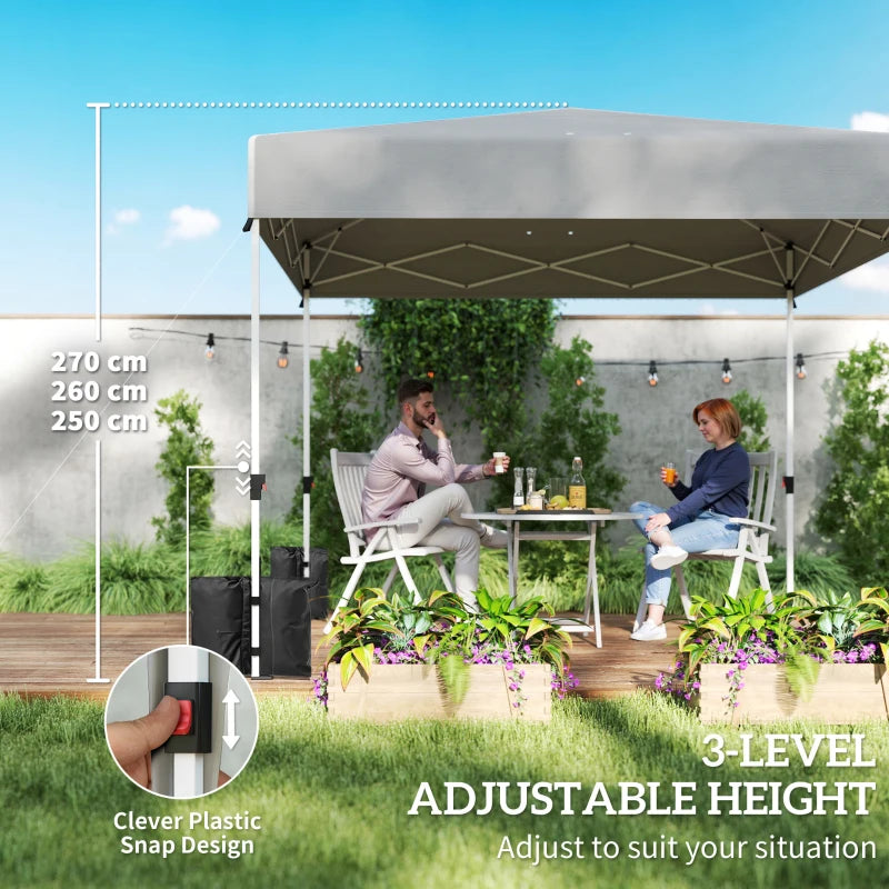 9.6 x 9.6 ft Pop Up Canopy Tent with 3 Sidewalls, UPF 50+ 1-Button Push Easy Setup Outdoor Instant Canopy, Light Grey