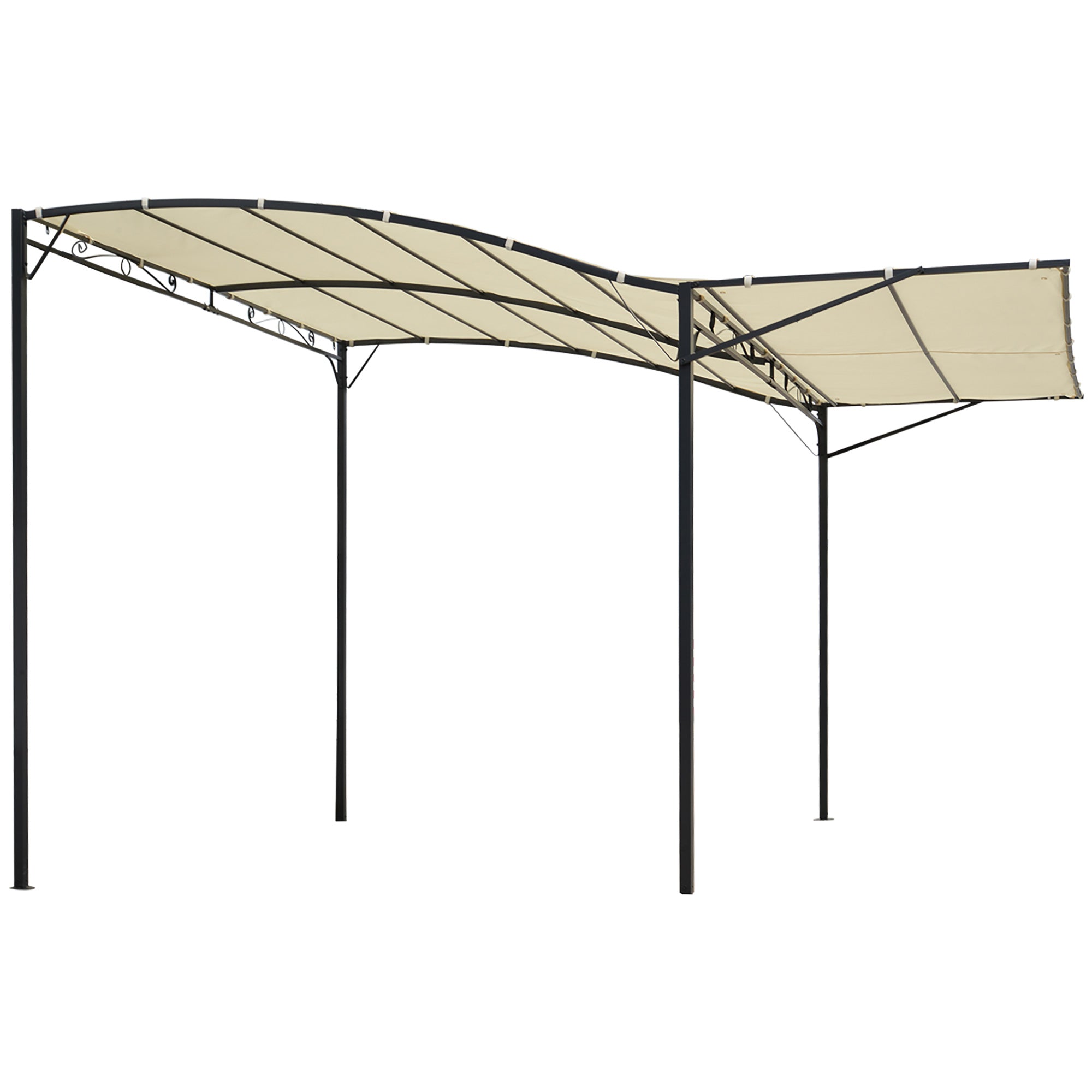 Outsunny Patio Gazebo 10x8ft Metal with Extendable Awning Outdoor Garden Sun Shelter Cream White 