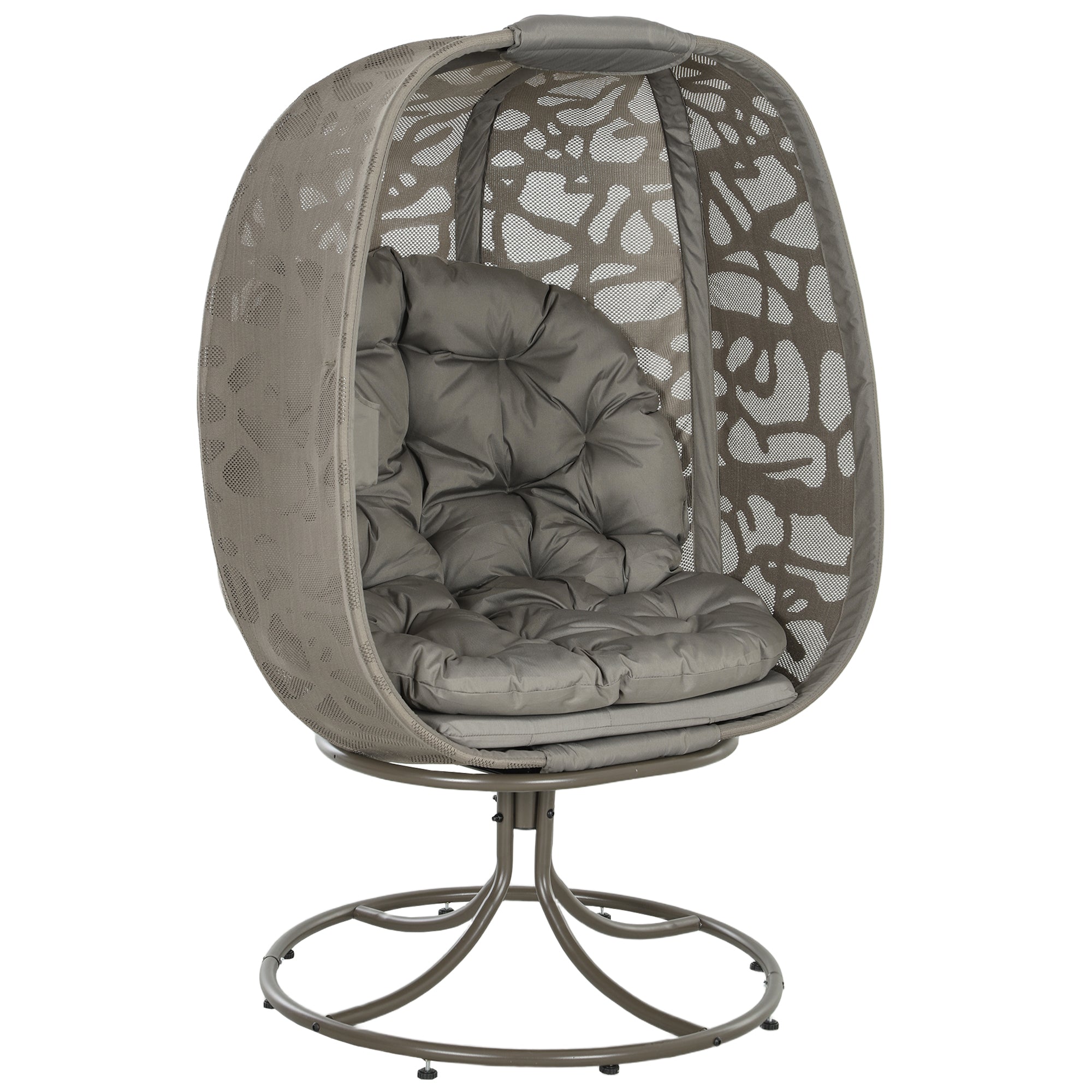 Outsunny Swivel Egg Chair Outdoor, Lounge Chair with Cushions and Foldable Basket Seat for Backyard, Garden and Living Room 
