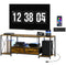 Industrial TV Stand for up to 55 Inch TV, TV Console with Charging Station and RGB LED Lights, Rustic Brown