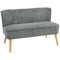 Modern 2 Seater Sofa, Upholstered Two Seater Couch with Rubber Wood Legs, Grey