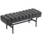 Bedroom Bench PU Leather End of Bed Bench with Cylindrical Seat and Metal Legs for Bedroom Living Room Hallway Black
