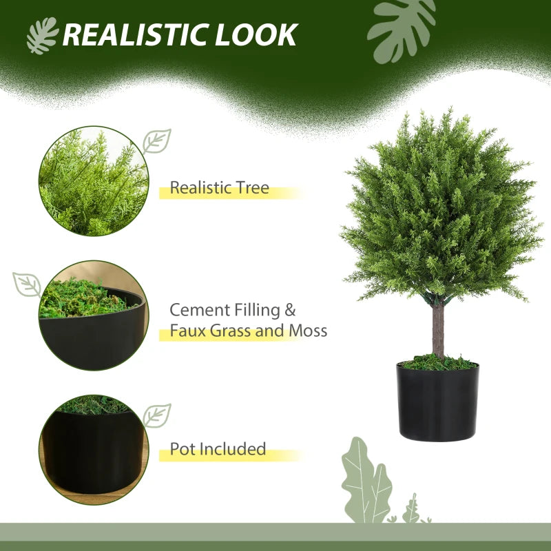 Decorative Artificial Plants, Cedar Topiary Trees in Pots, Fake Plants for Home Indoor outdoor Decor, Green