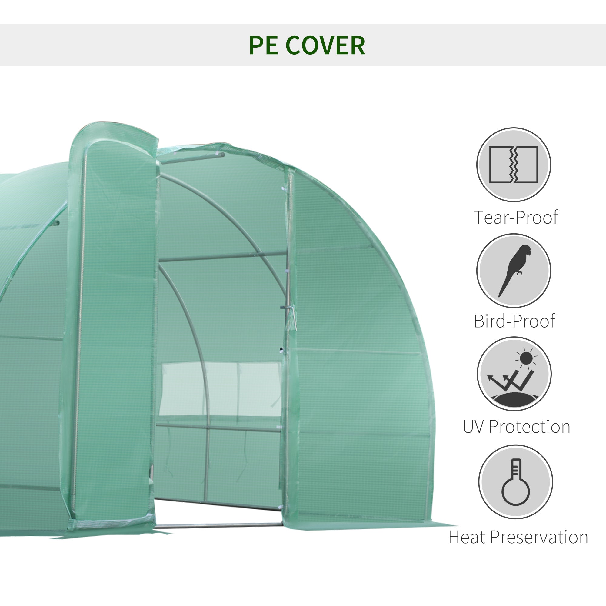 Outsunny Greenhouse Grandeur: Heavy Duty 20x10x6.6ft Outdoor Walk-in Tunnel Greenhouse w/ PE Cover, Portable Garden Plant House, Green 