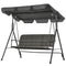 Outsunny 3 Seater Rattan Outdoor Patio Swing with Adjustable Canopy and Stand for Garden Porck Backyard, Grey
