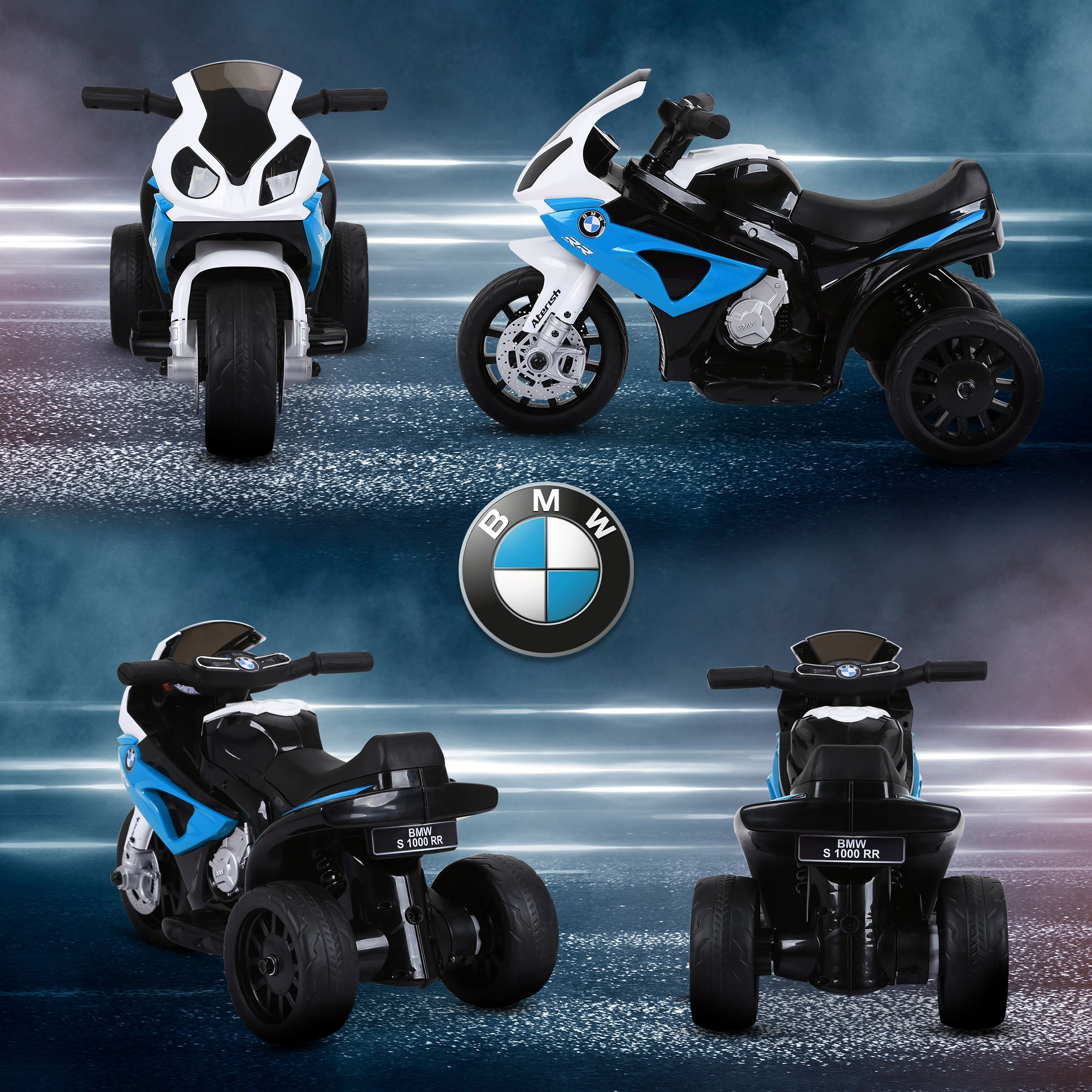 Aosom BMW Licensed 6V Kids Motorcycle with Headlight, Music, Gift for Boys & Girls -Blue 