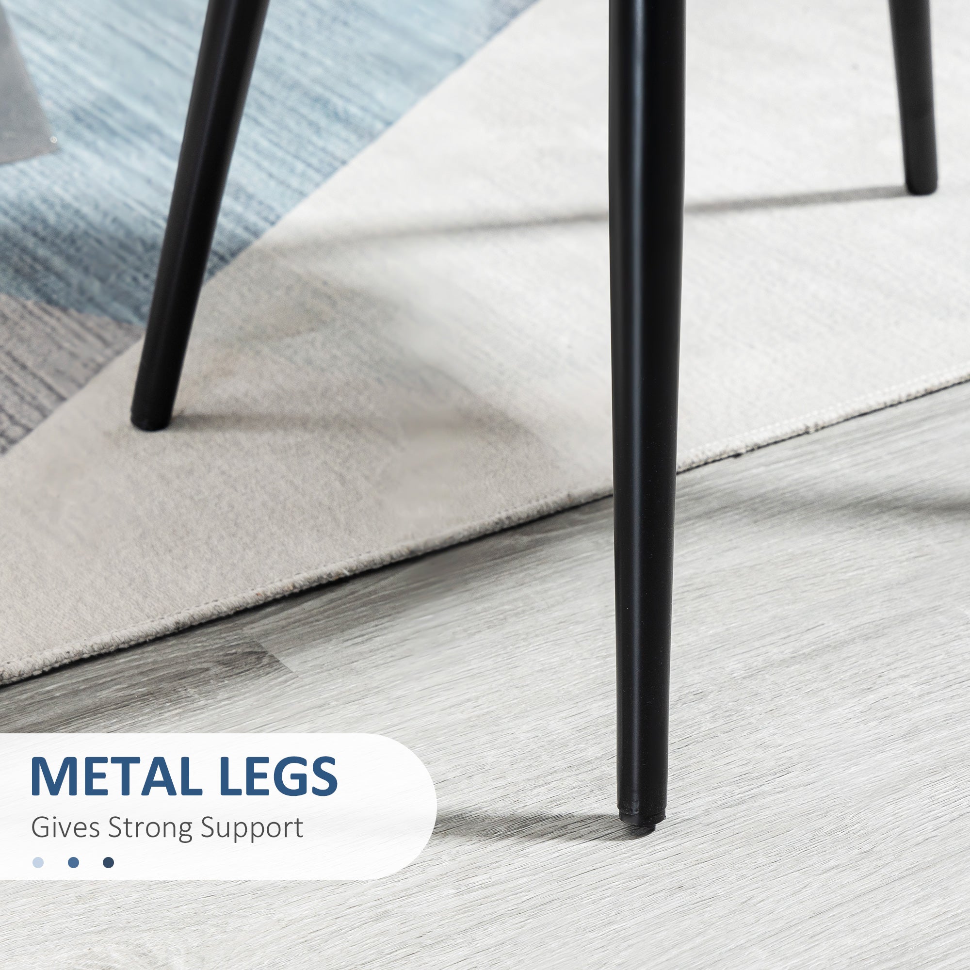 HOMCOM Modern Dining Chairs, Mid-Back Velvet-touch Upholstery Side Chair, Table Chair for Living Room, Dining Room, Dark Blue, Set of 4 