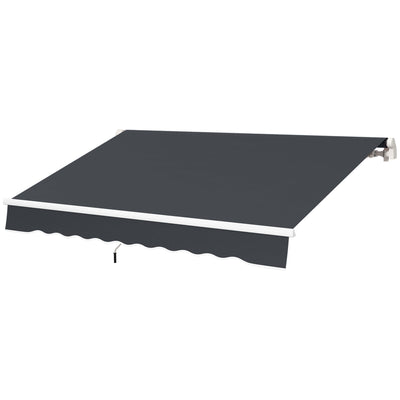 Outsunny 10' x 6.5' Manual Retractable Patio Awning LED Lights Aluminum Frame Sun Shade Canopy Door Window Dark Grey 