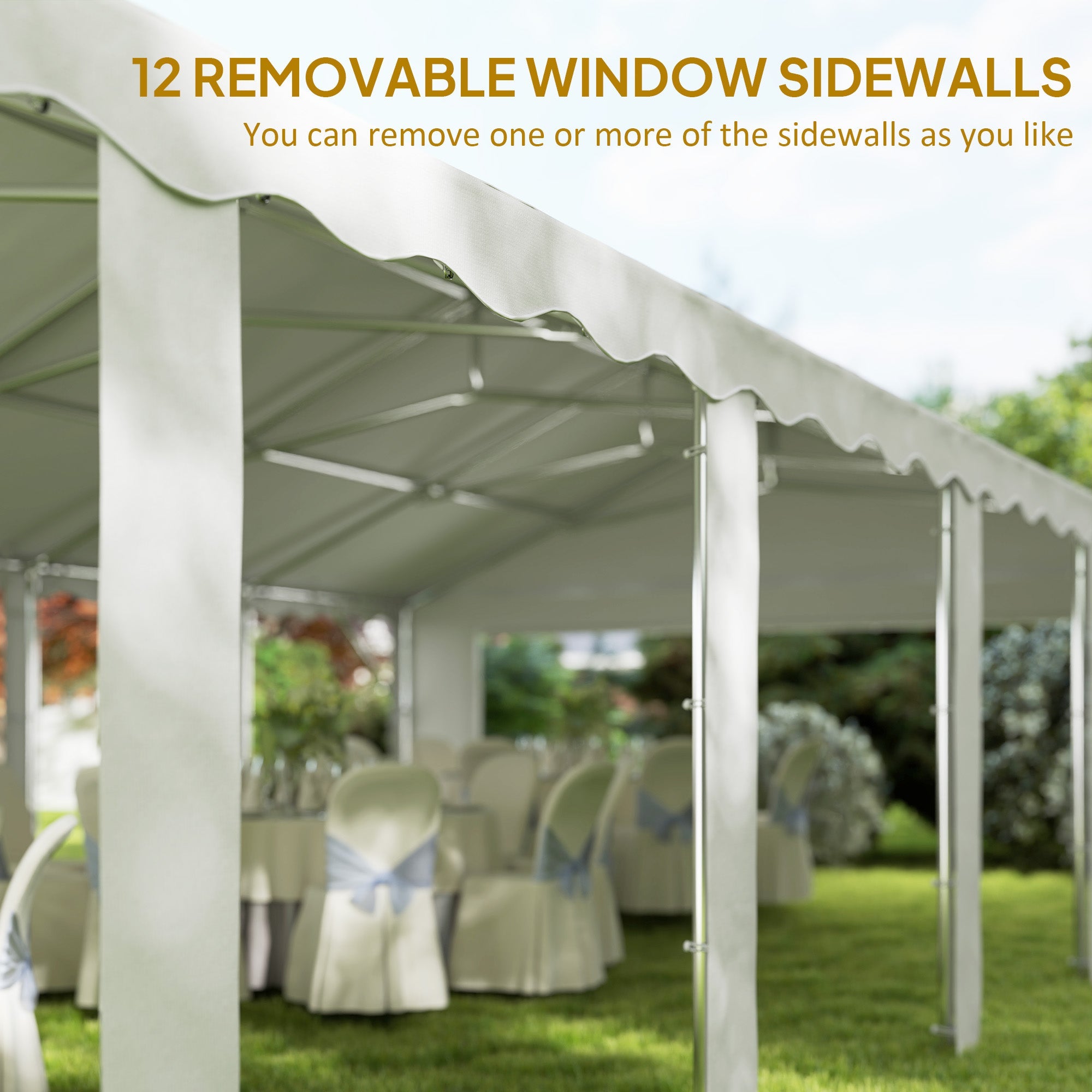 Outsunny 20' x 40' Party Tent, Outdoor Canopy Tent with Removable Sidewalls, 12 Windows for Parties, Wedding, Events, BBQ, White 