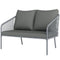 Garden Sofa with Cushions, 2-Seater Outdoor Balcony Rattan Sofa, 112 x 72 x 76 cm, Grey
