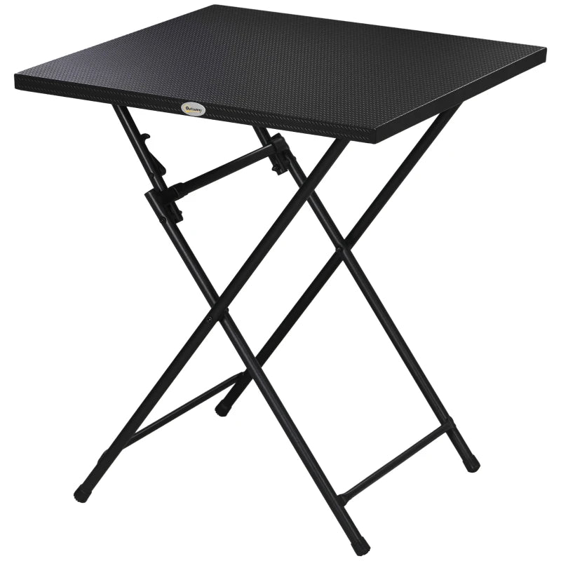 Folding Coffee Table, Folding Patio Table, Square Small Side Table with Metal Plate Top, 23.6" x 23.6", Black