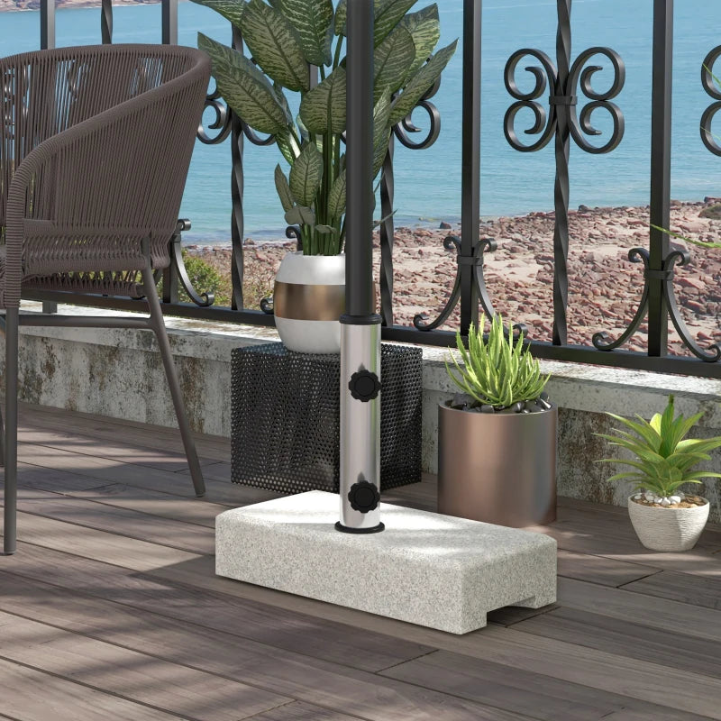 55 lbs Half Granite Parasol Base, Outdoor Umbrella Stand Weight for 1.3", 1.5", 1.9" Umbrella Poles, Grey