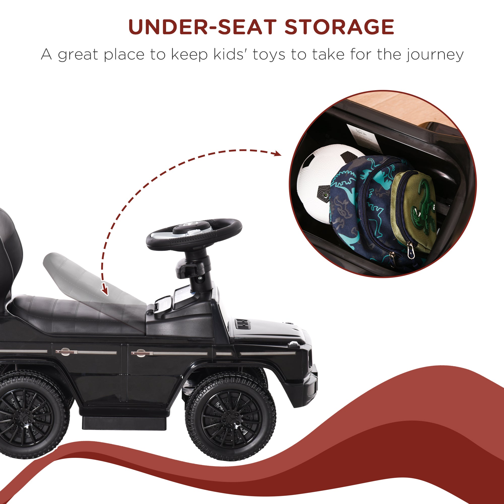 Aosom Mercedes-Benz G350 Push Car Sliding Car Walker Push-Along with Horn Steering Wheel NO POWER Manual Under Seat Storage Design 