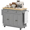 Kitchen Island with Storage, Rolling Trolley Cart with Rubber Wood Top, Spice Rack, Towel Rack, 2 Locking Brakes,Grey