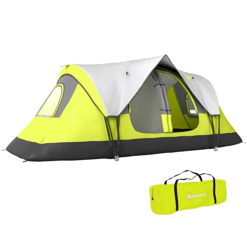 Camping Tent for 6-8 Man with 2000mm Waterproof Rainfly and Carry Bag for Fishing Hiking Festival, Green