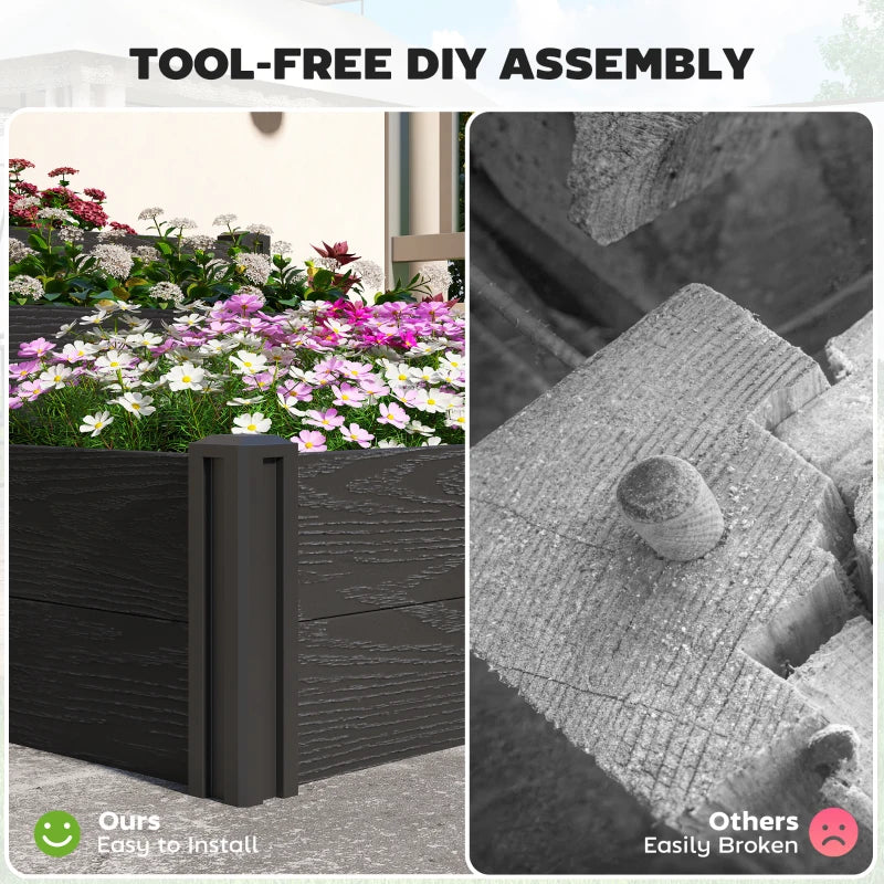 Vinyl Raised Garden Bed Kit, 3-Tier Elevated Garden Box with Open Bottom, DIY Assembly, Outdoor Raised Planter Box