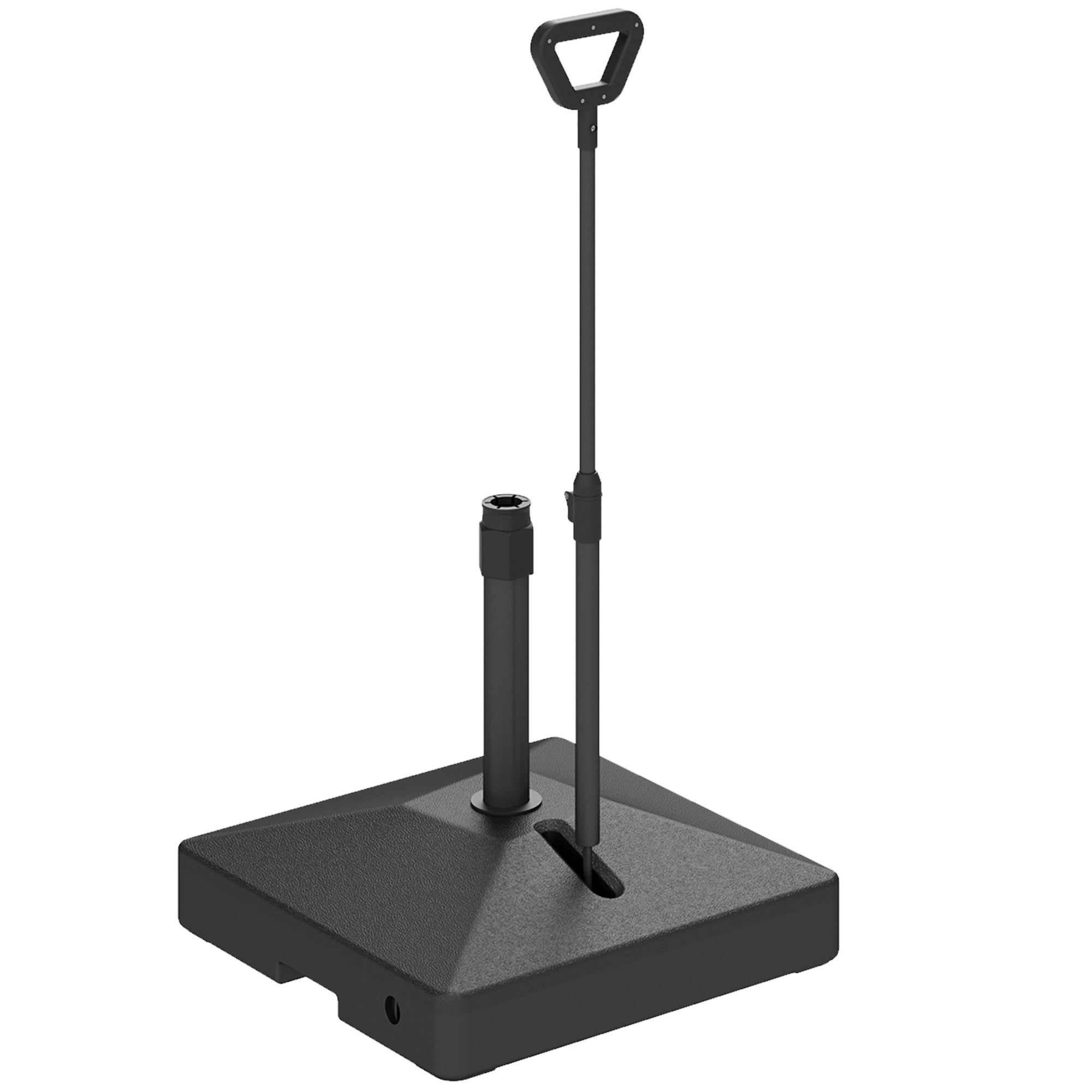 Outsunny Patio Umbrella Base with Adjustable Wheels and Handle, Outdoor Patio Umbrella Stand, Filled Up to 121lbs with Stand, 99lbs with Water for Garden Poolside, Black 