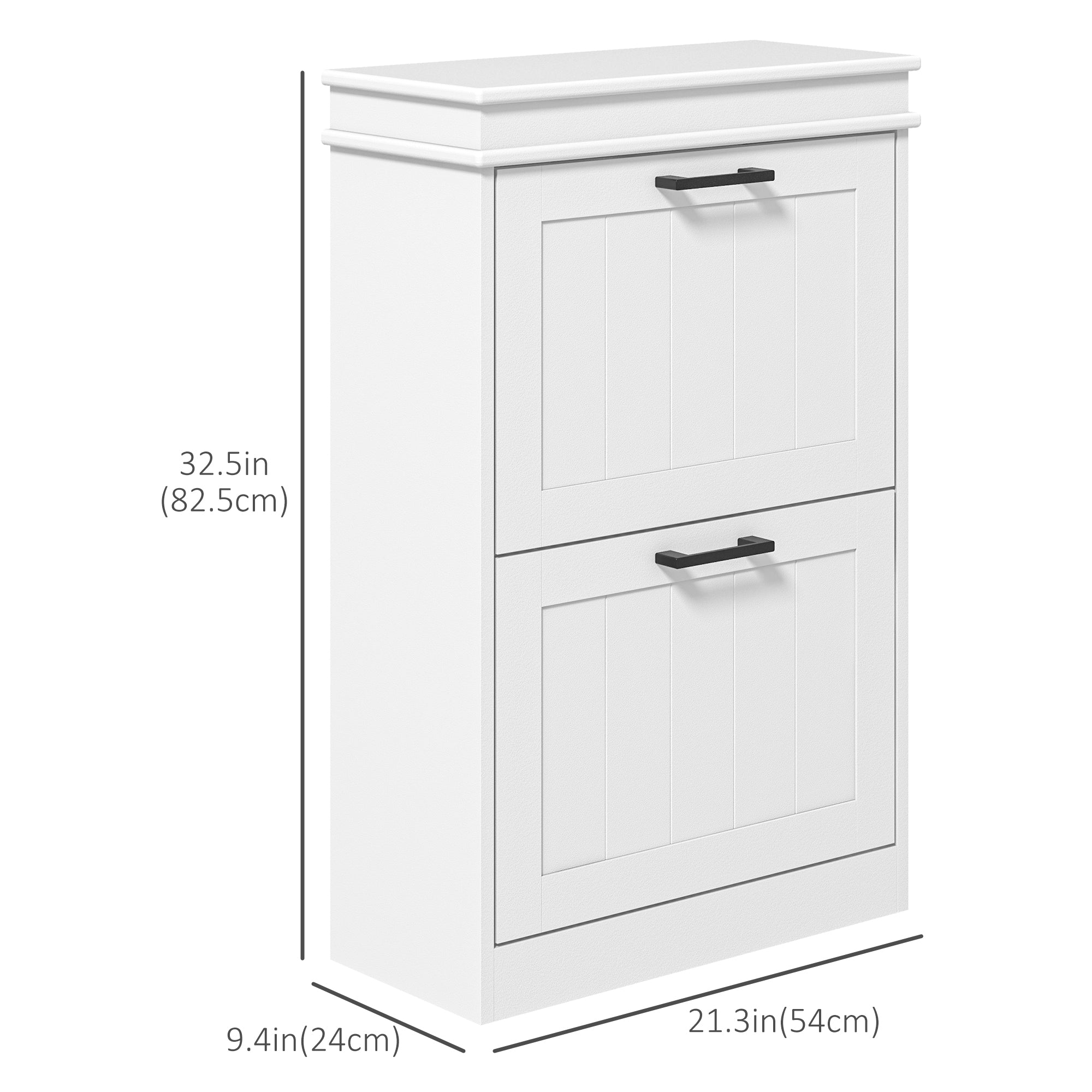 HOMCOM Compact Shoe Cabinet: 2 Flip Drawers & Adjustable Shelves for 10 Pairs of Shoes, White 