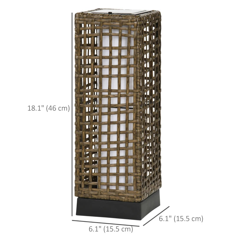 Wicker Solar Outdoor Lamp, Decorative Floor Lamp with Auto On/Off LED Lights, IP44 for Patio, Porch, Pathway, Sand