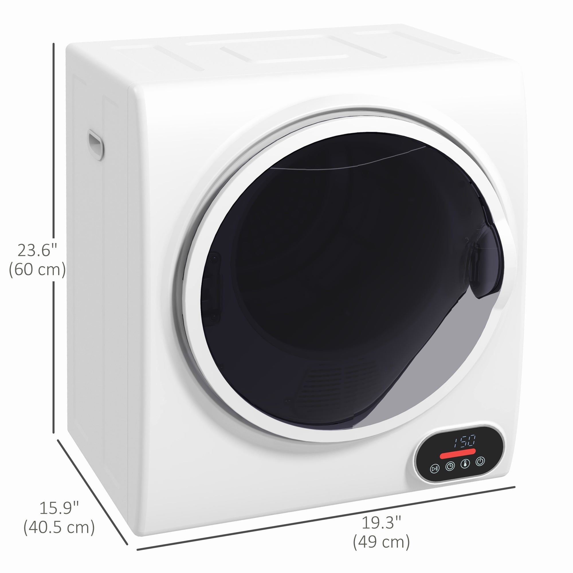 HOMCOM Compact Portable Laundry Dryer, 1.5 cu.ft, 850W, Intelligent Drying for Apartments, Dorms, RVs - Crisp White 