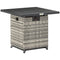 Outsunny 28 Inch Propane Fire Pit Table, 40,000 BTU Rattan Gas Fire Pit Table with Rain Cover, Mesh Lid, Lava Stone, Mixed Grey