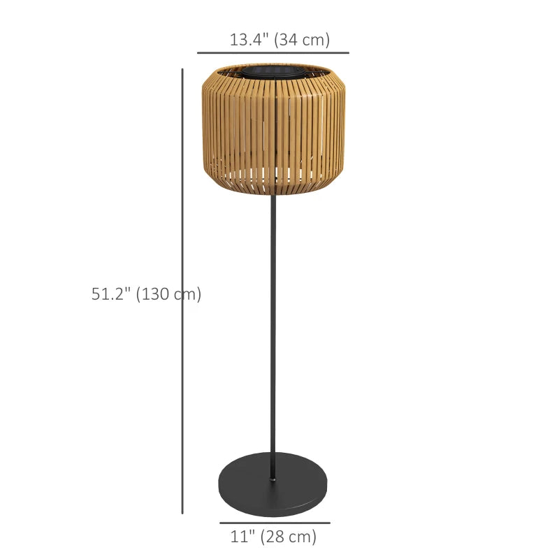 Wicker Outdoor Floor Lamp, Cordless Solar Lantern with Auto On/Off LED Lights, IP44 for Patio, Porch, Pathway, Yellow