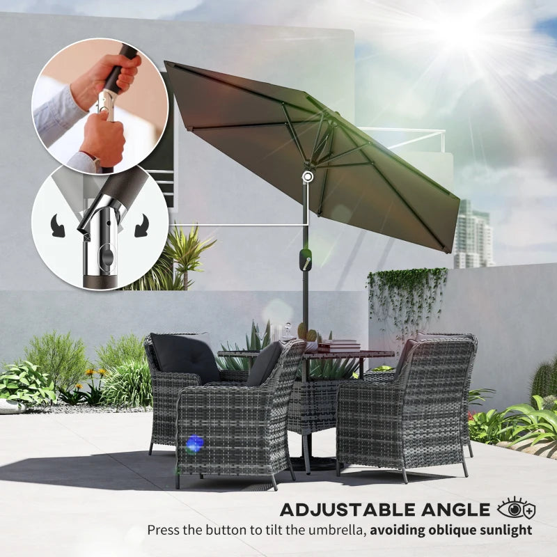 Patio Sun Umbrella, Outdoor Parasol with 6 Ribs, Dark Grey
