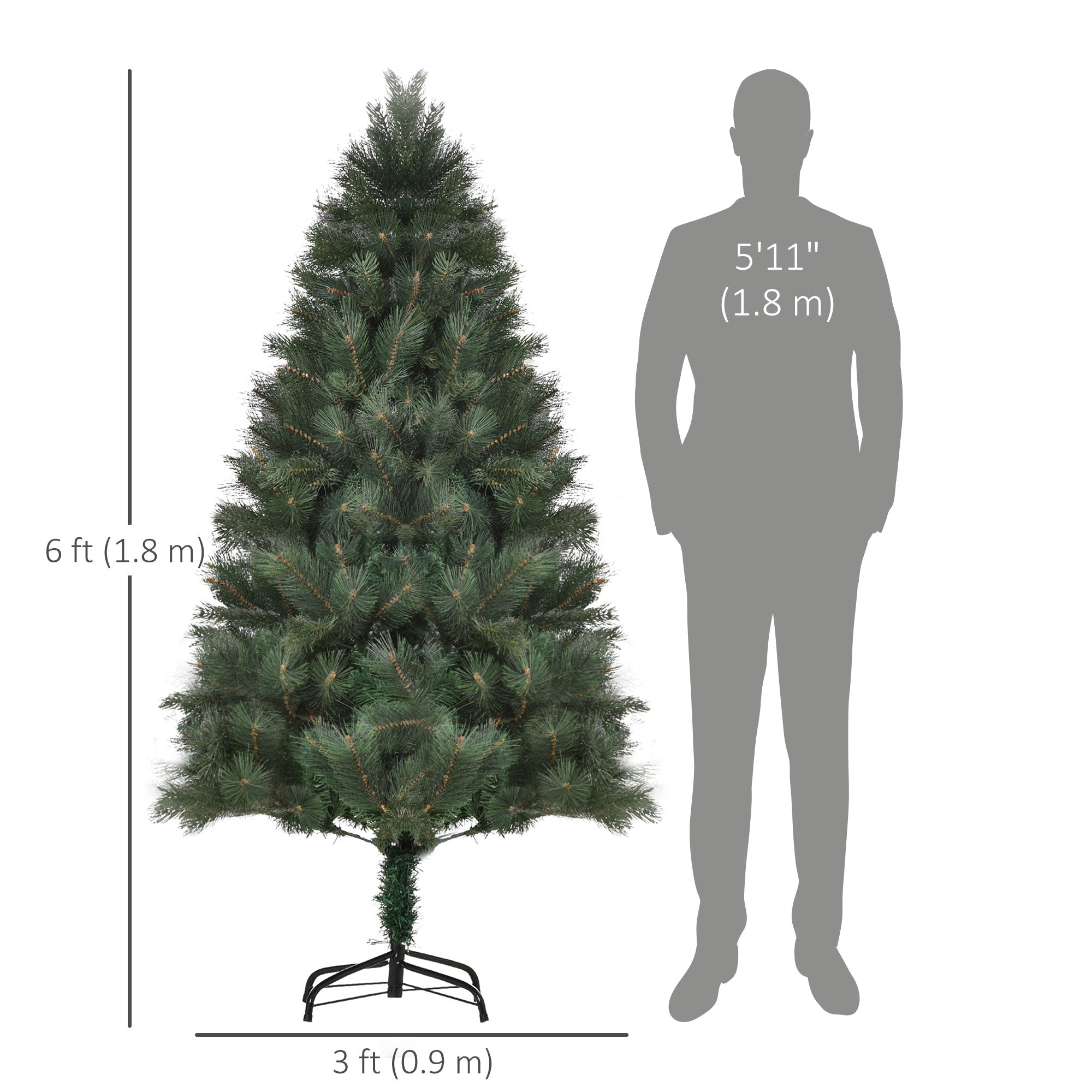 HOMCOM 6 FT Christmas Tree Artificial Pine Tree Christmas Decoration 375 Branches Green 