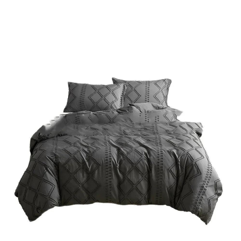 Cut Flower Geometric  Simple Pure Color Duvet Cover Pillowcase 